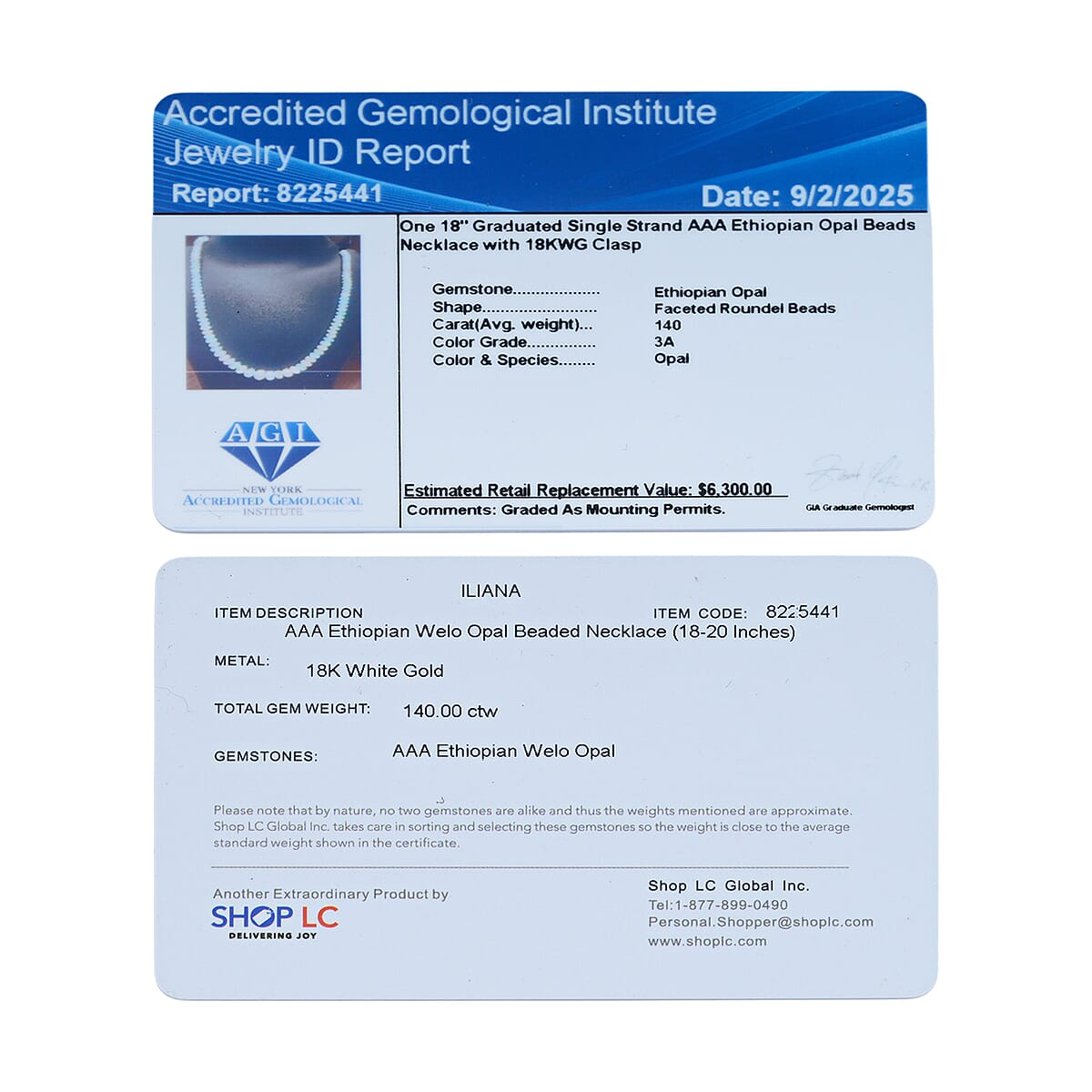 Iliana AAAA Ethiopian Welo Opal 140.00 ctw Beaded Necklace in 18K White Gold 18-20 Inches image number 6