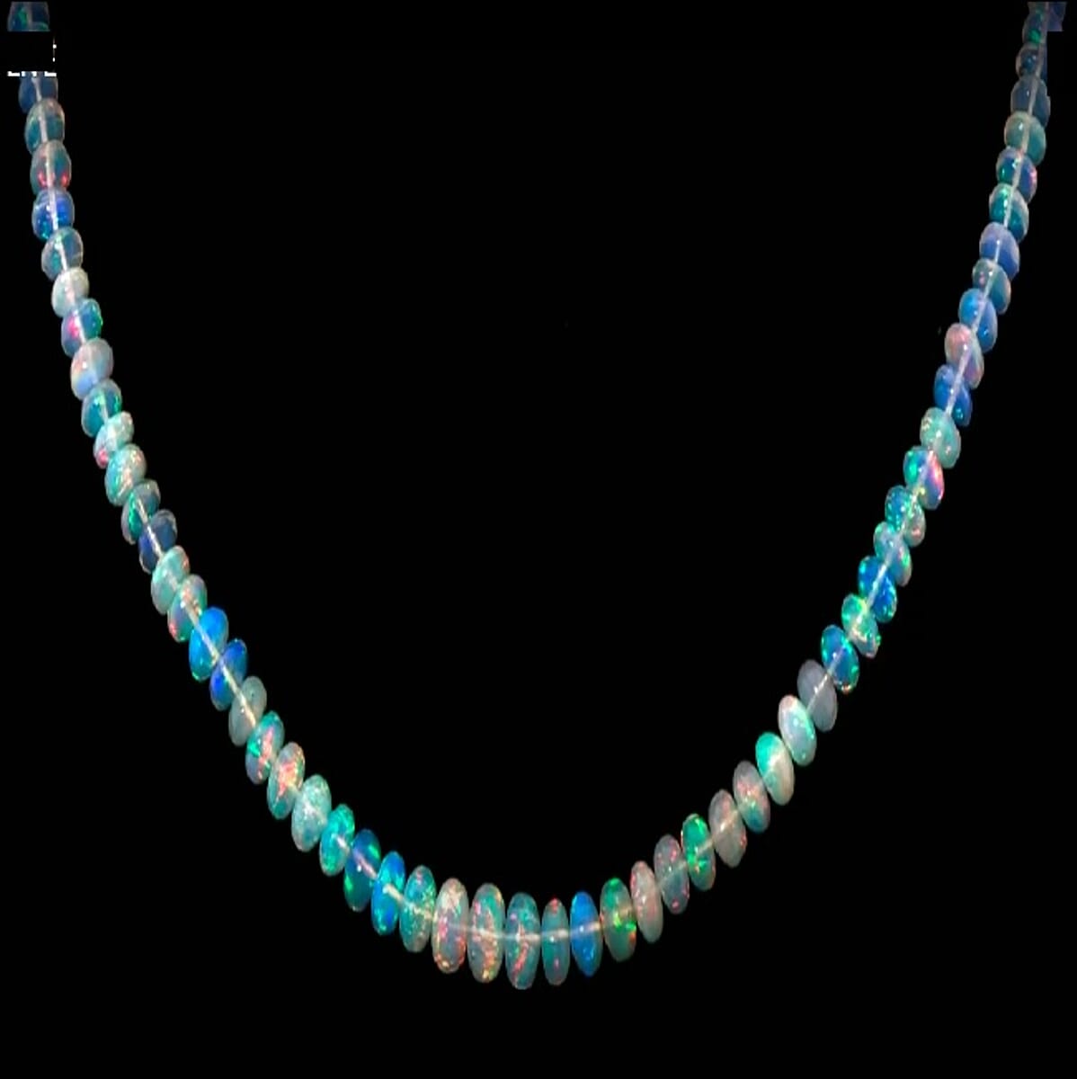 Certified and Appraised Iliana AAAA Ethiopian Welo Opal 62.00 ctw Beaded Necklace in 18K White Gold 18-20 Inches image number 0