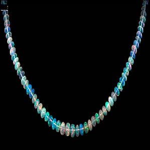 Certified and Appraised Iliana AAAA Ethiopian Welo Opal 62.00 ctw Beaded Necklace in 18K White Gold 18-20 Inches