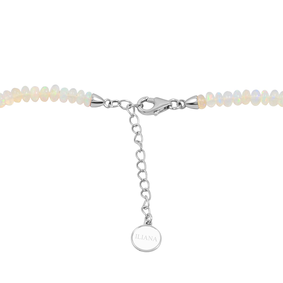 Certified and Appraised Iliana AAA Ethiopian Welo Opal 62.00 ctw Beaded Necklace in 18K White Gold 18-20 Inches image number 4