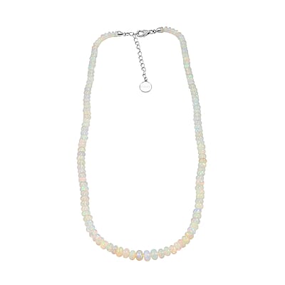 Certified and Appraised Iliana AAA Ethiopian Welo Opal 62.00 ctw Beaded Necklace in 18K White Gold 18-20 Inches