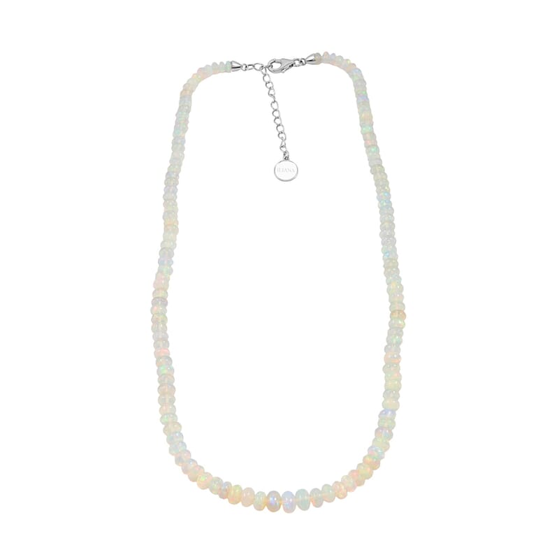 Certified and Appraised Iliana AAA Ethiopian Welo Opal 62.00 ctw Beaded Necklace in 18K White Gold 18-20 Inches