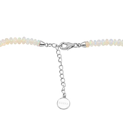 Certified and Appraised Iliana AAA Ethiopian Welo Opal 62.00 ctw Beaded Necklace in 18K White Gold 18-20 Inches