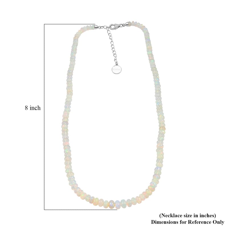 Certified and Appraised Iliana AAA Ethiopian Welo Opal 62.00 ctw Beaded Necklace in 18K White Gold 18-20 Inches