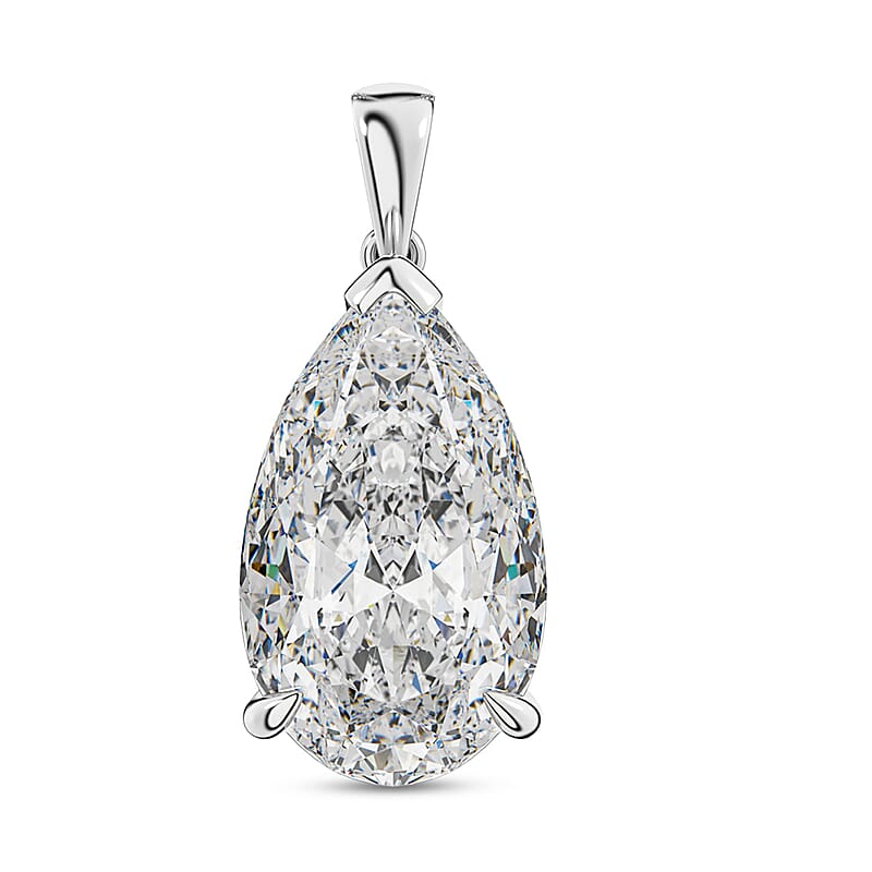 Luxuriant Lab Grown Diamond 10.00 ctw E-F VS Pendant in Rhodium Over Sterling Silver 
