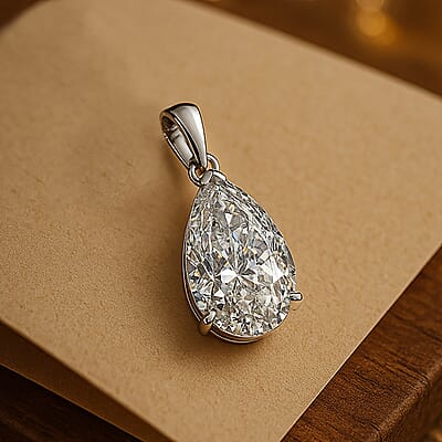 Luxuriant Lab Grown Diamond 10.00 ctw E-F VS Pendant in Rhodium Over Sterling Silver 