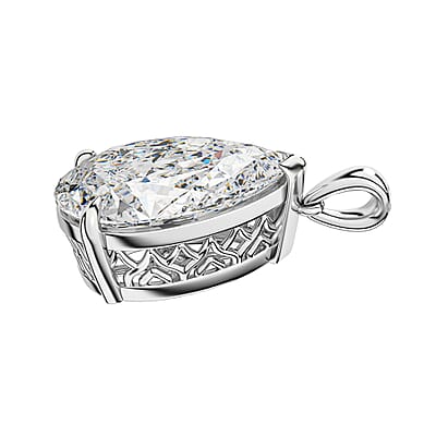 Luxuriant Lab Grown Diamond 10.00 ctw E-F VS Pendant in Rhodium Over Sterling Silver 