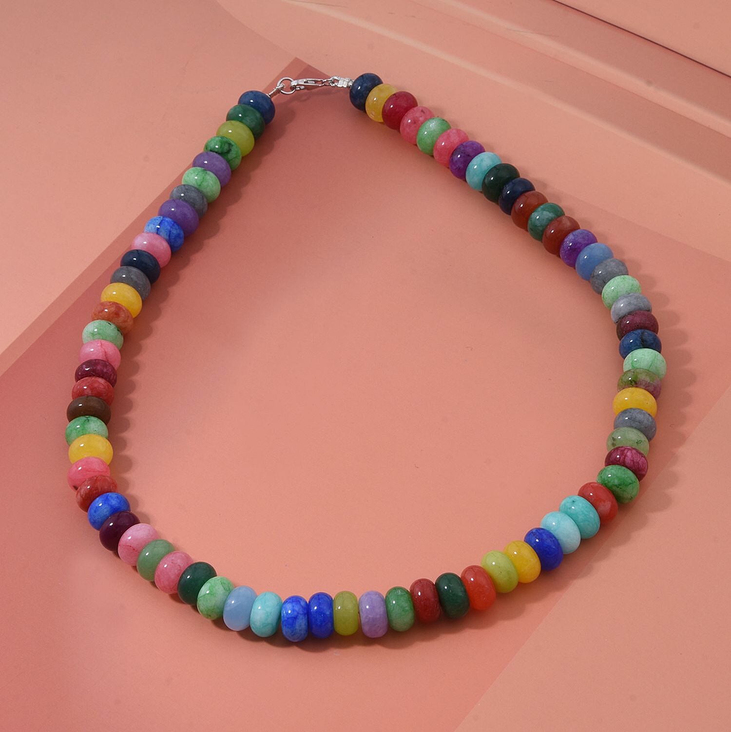 Multi Color Agate 372.00 ctw Necklace in Sterling Silver 18 Inches