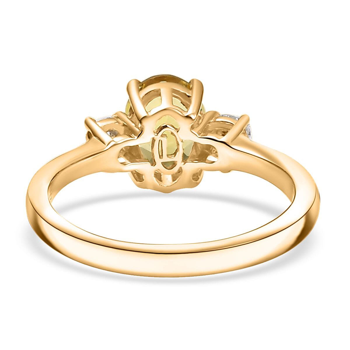 AAA Brazilian Heliodor and G-H SI Luxuriant Lab Grown Diamond 1.35 ctw Golden Radiance Ring in 18K Vermeil Yellow Gold Over Sterling Silver (Size 10.0) image number 4
