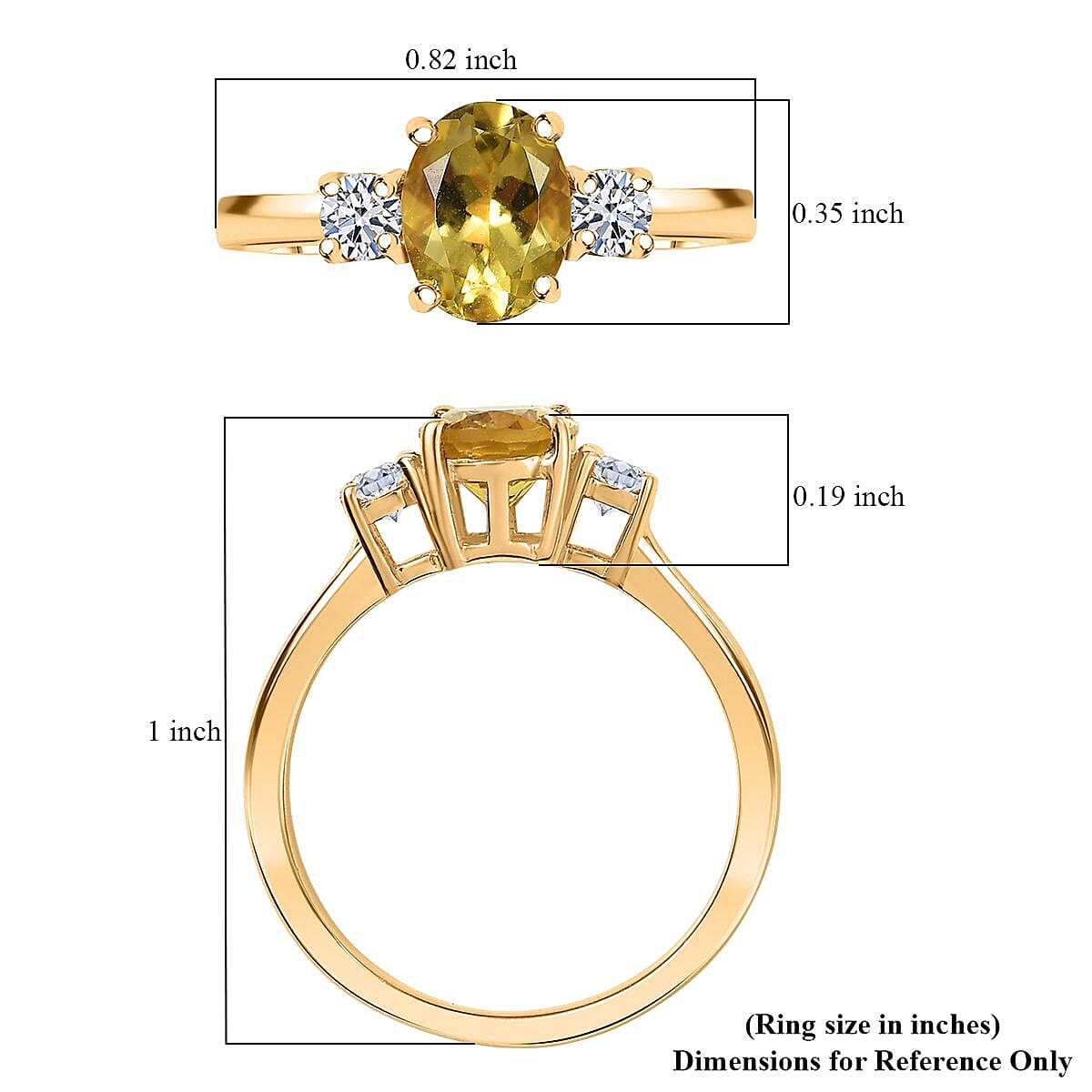 AAA Brazilian Heliodor and G-H SI Luxuriant Lab Grown Diamond 1.35 ctw Golden Radiance Ring in 18K Vermeil Yellow Gold Over Sterling Silver (Size 8.0)