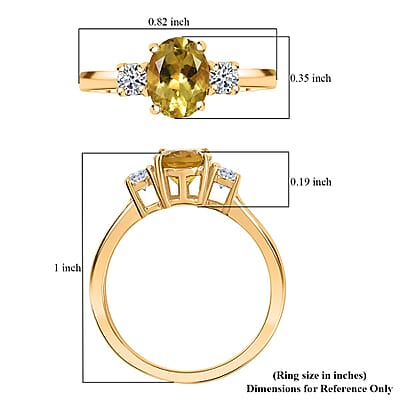 AAA Brazilian Heliodor and G-H SI Luxuriant Lab Grown Diamond 1.35 ctw Golden Radiance Ring in 18K Vermeil Yellow Gold Over Sterling Silver (Size 8.0)