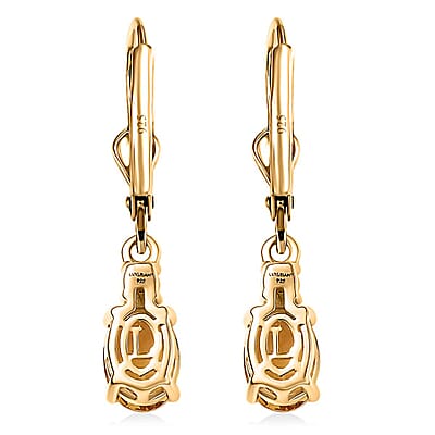 AAA Brazilian Heliodor and G-H SI Luxuriant Lab Grown Diamond 1.50 ctw Golden Radiance Earrings in 18K Vermeil Yellow Gold Over Sterling Silver