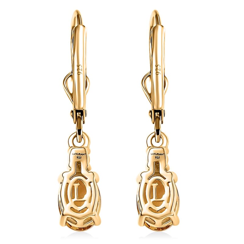 AAA Brazilian Heliodor and G-H SI Luxuriant Lab Grown Diamond 1.50 ctw Golden Radiance Earrings in 18K Vermeil Yellow Gold Over Sterling Silver