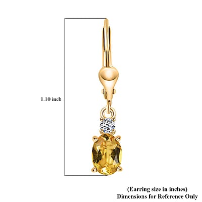 AAA Brazilian Heliodor and G-H SI Luxuriant Lab Grown Diamond 1.50 ctw Golden Radiance Earrings in 18K Vermeil Yellow Gold Over Sterling Silver