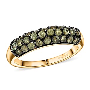 D'Joy Premium Ambanja Demantoid Garnet 1.75 ctw Forest Pave Ring in 18K Vermeil Yellow Gold Over Sterling Silver (Size 6.0)