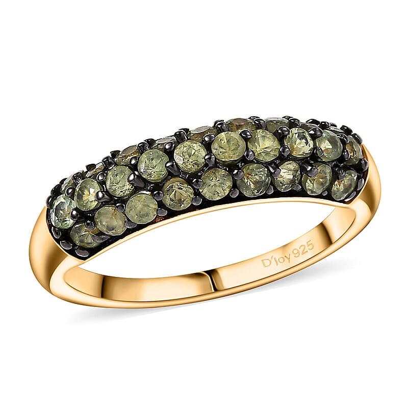 D'Joy Premium Ambanja Demantoid Garnet 1.75 ctw Forest Pave Ring in 18K Vermeil Yellow Gold Over Sterling Silver (Size 6.0)