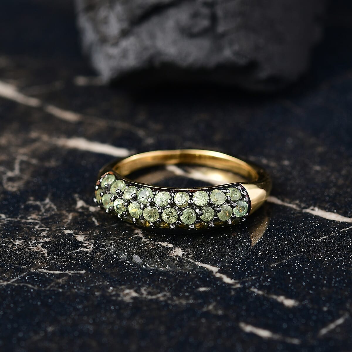 D'Joy Premium Ambanja Demantoid Garnet 1.75 ctw Forest Pave Ring in 18K Vermeil Yellow Gold Over Sterling Silver (Size 6.0) image number 1