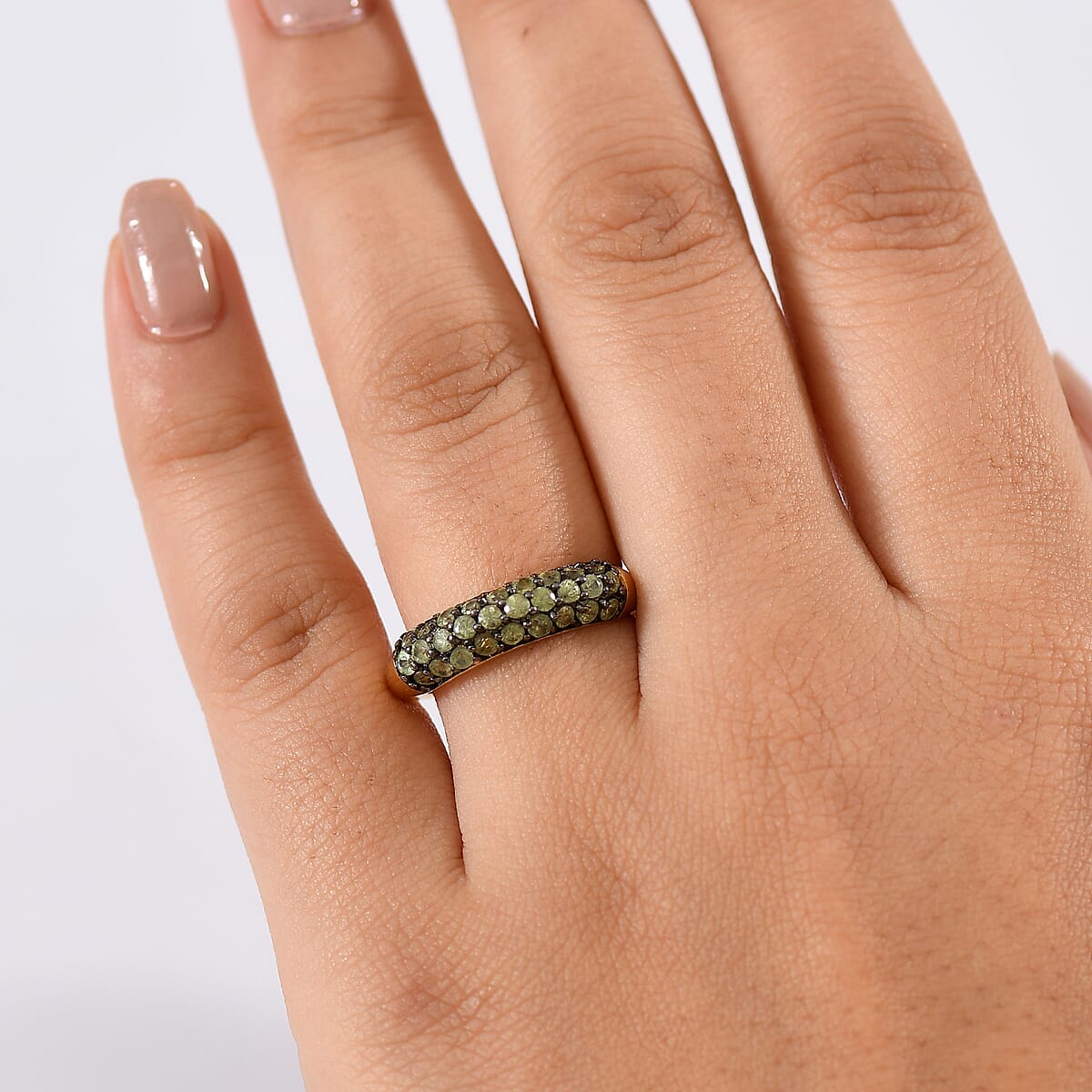 D'Joy Premium Ambanja Demantoid Garnet 1.75 ctw Forest Pave Ring in 18K Vermeil Yellow Gold Over Sterling Silver (Size 6.0) image number 2
