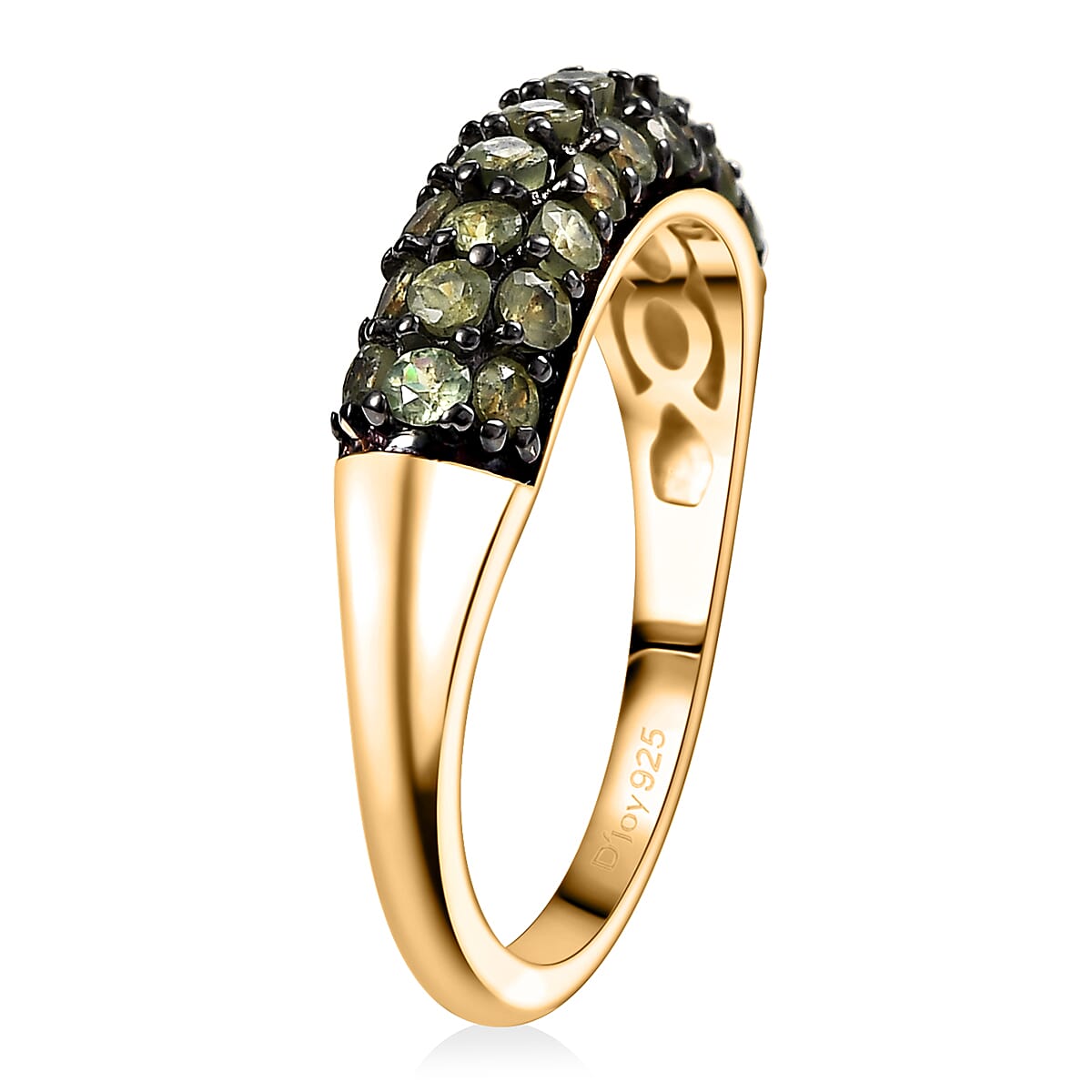D'Joy Premium Ambanja Demantoid Garnet 1.75 ctw Forest Pave Ring in 18K Vermeil Yellow Gold Over Sterling Silver (Size 6.0)