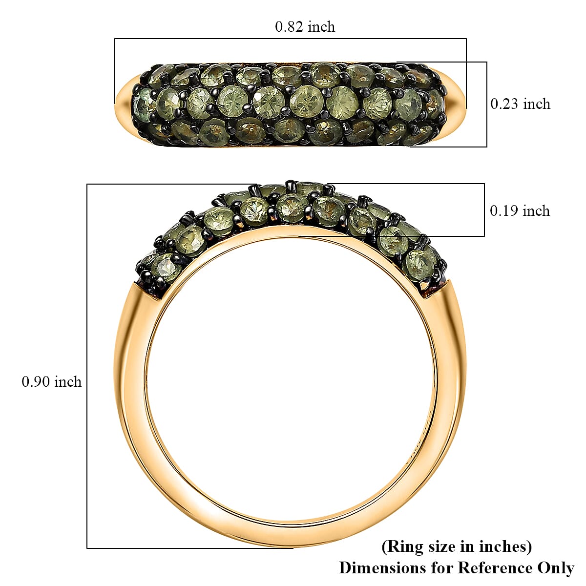 D'Joy Premium Ambanja Demantoid Garnet 1.75 ctw Forest Pave Ring in 18K Vermeil Yellow Gold Over Sterling Silver (Size 6.0)