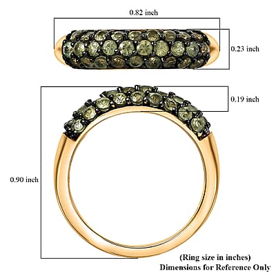 D'Joy Premium Ambanja Demantoid Garnet 1.75 ctw Forest Pave Ring in 18K Vermeil Yellow Gold Over Sterling Silver (Size 6.0)