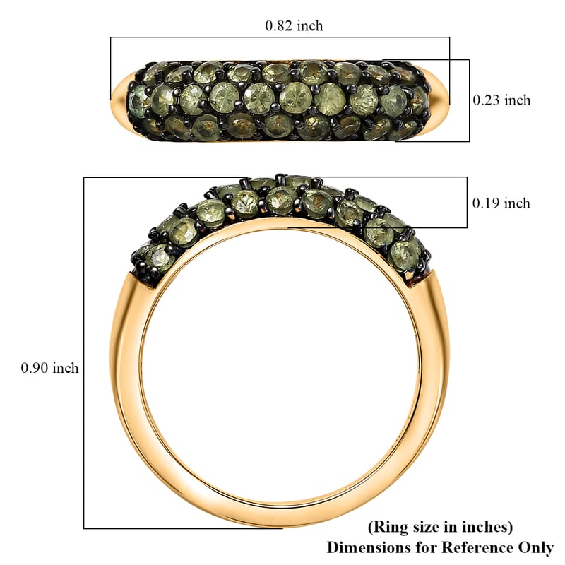 D'Joy Premium Ambanja Demantoid Garnet 1.75 ctw Forest Pave Ring in 18K Vermeil Yellow Gold Over Sterling Silver (Size 6.0)