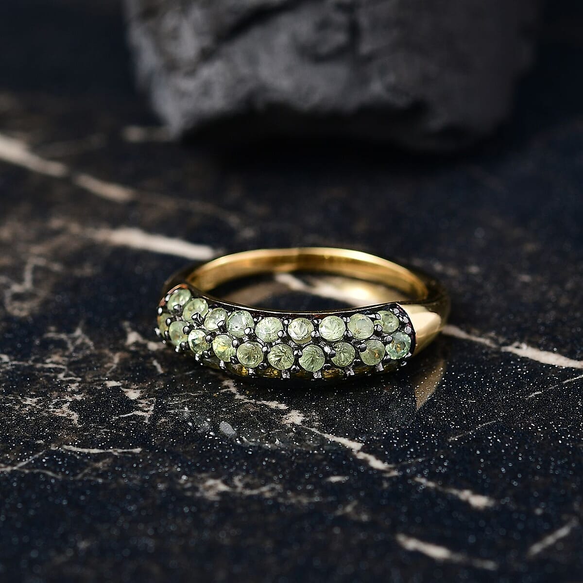 D'Joy Premium Ambanja Demantoid Garnet 1.75 ctw Forest Pave Ring in 18K Vermeil Yellow Gold Over Sterling Silver (Size 7.0) image number 1
