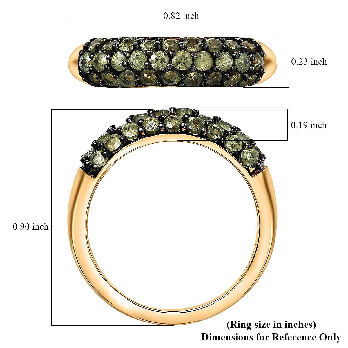 D'Joy Premium Ambanja Demantoid Garnet 1.75 ctw Forest Pave Ring in 18K Vermeil Yellow Gold Over Sterling Silver (Size 7.0) image number 5