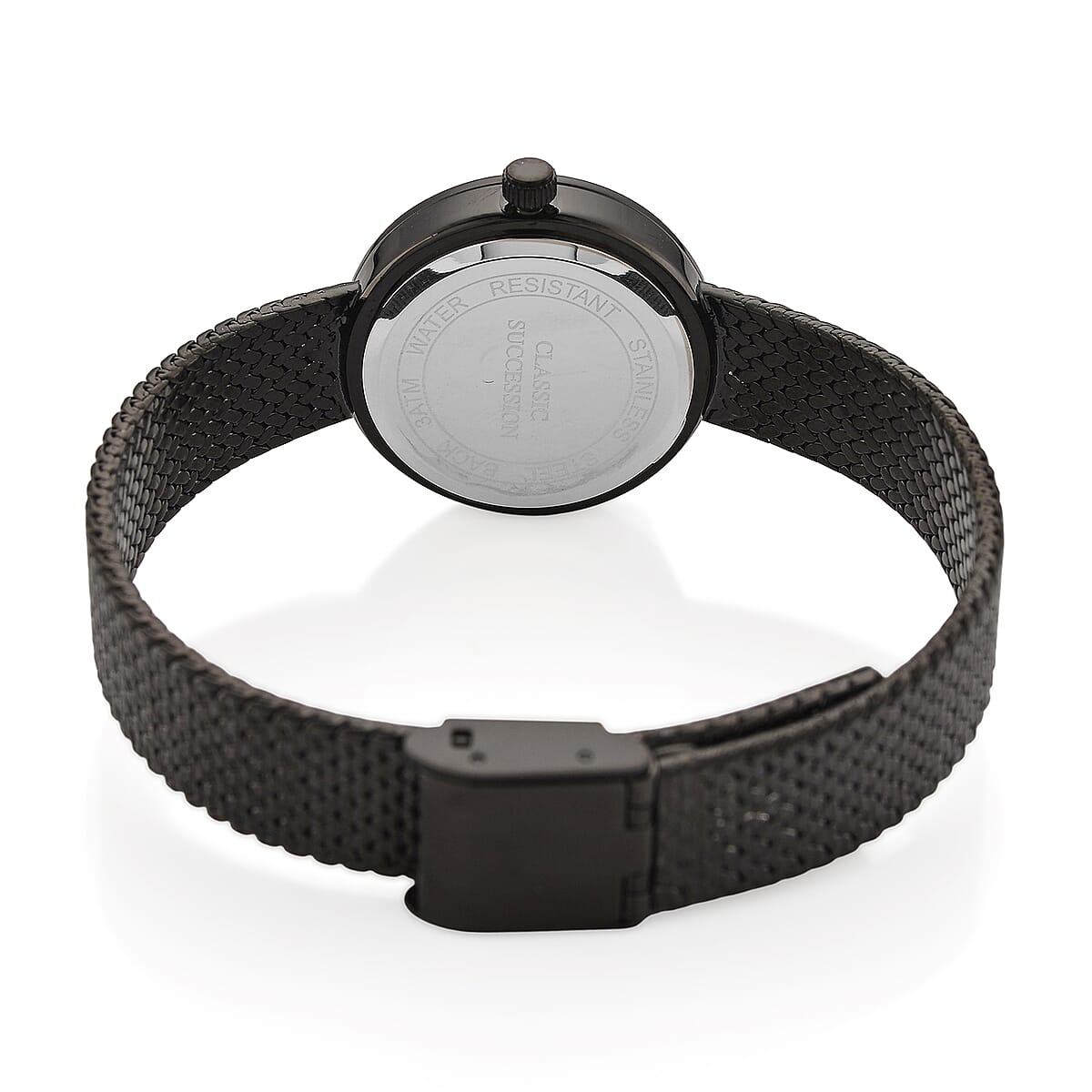 Classic Succession Simulated Diamond Swiss Movement Opal Dial Watch in ION Plated Black Copper 1.20 ctw image number 5