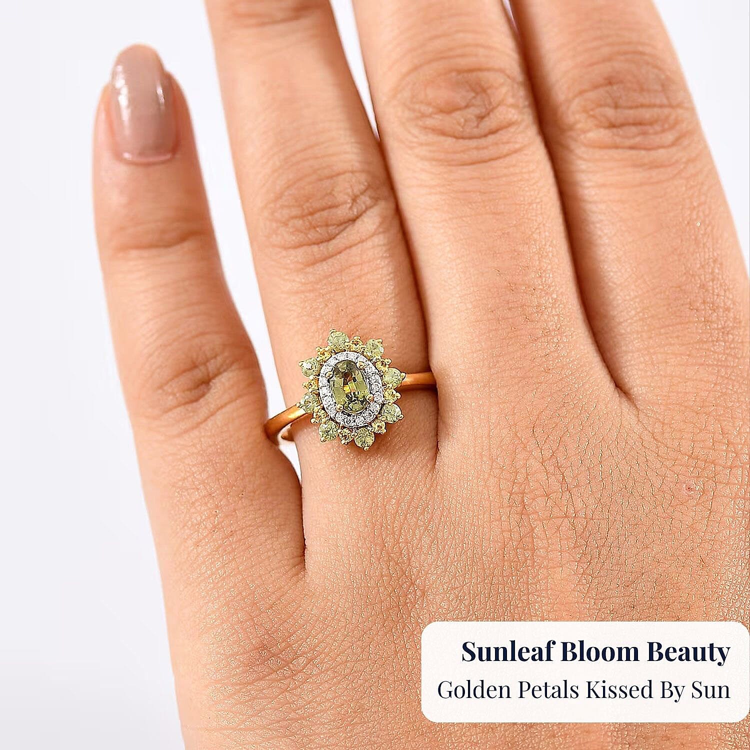 D'Joy Ambanja Demantoid Garnet, Multi Gemstone Ring in 18K Vermeil YG Over Sterling Silver 1.25 ctw (Size 10.0)