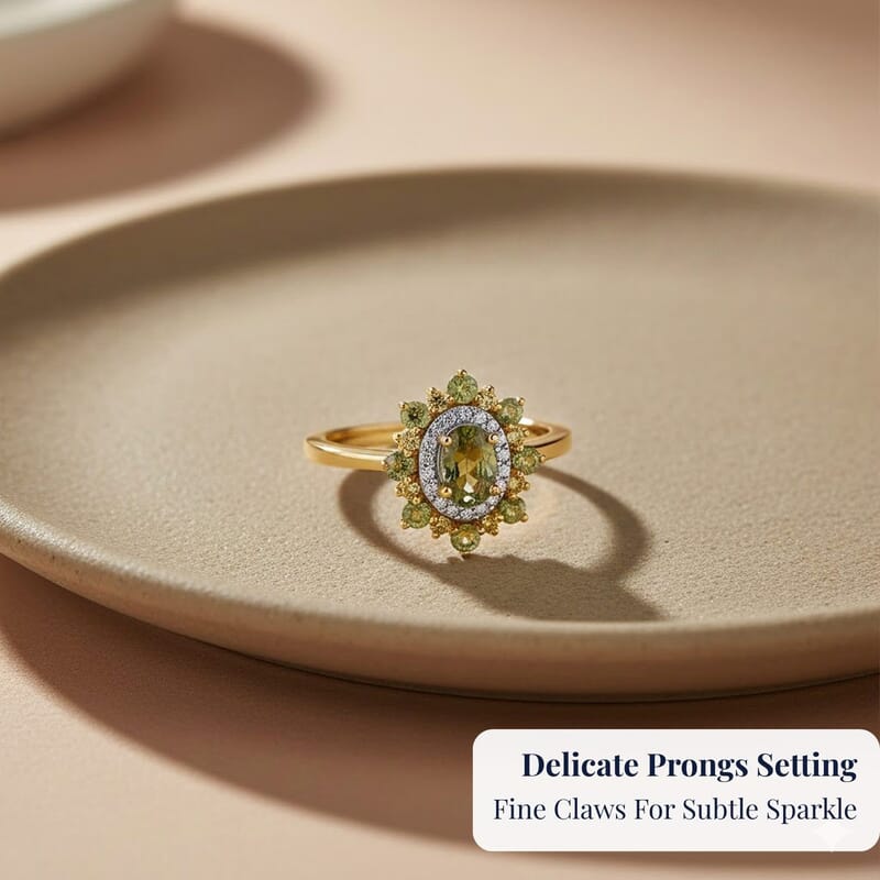 D'Joy Ambanja Demantoid Garnet, Multi Gemstone Ring in 18K Vermeil YG Over Sterling Silver 1.25 ctw (Size 10.0)