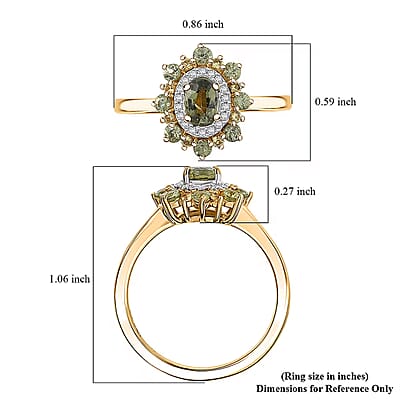 D'Joy Ambanja Demantoid Garnet, Multi Gemstone Ring in 18K Vermeil YG Over Sterling Silver 1.25 ctw (Size 10.0)