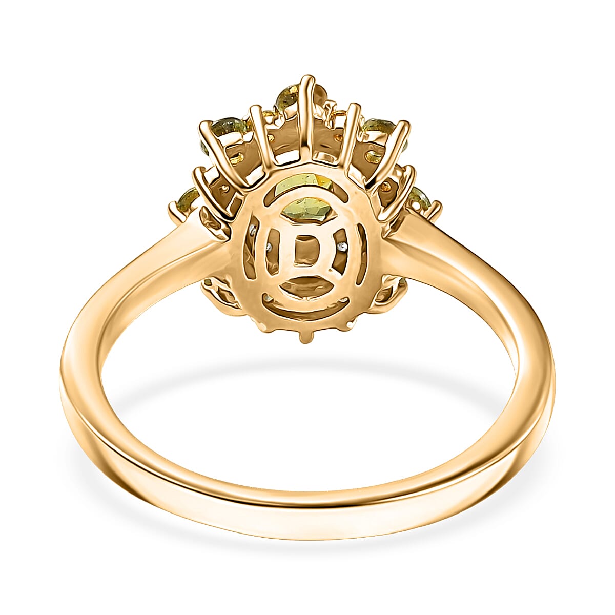 D'Joy Ambanja Demantoid Garnet and Multi Gemstone 1.25 ctw Sunleaf Bloom Ring in 18K Vermeil Yellow Gold Over Sterling Silver (Size 7.0) image number 4