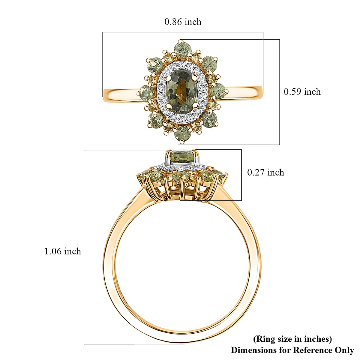 D'Joy Ambanja Demantoid Garnet and Multi Gemstone 1.25 ctw Sunleaf Bloom Ring in 18K Vermeil Yellow Gold Over Sterling Silver (Size 7.0) image number 5
