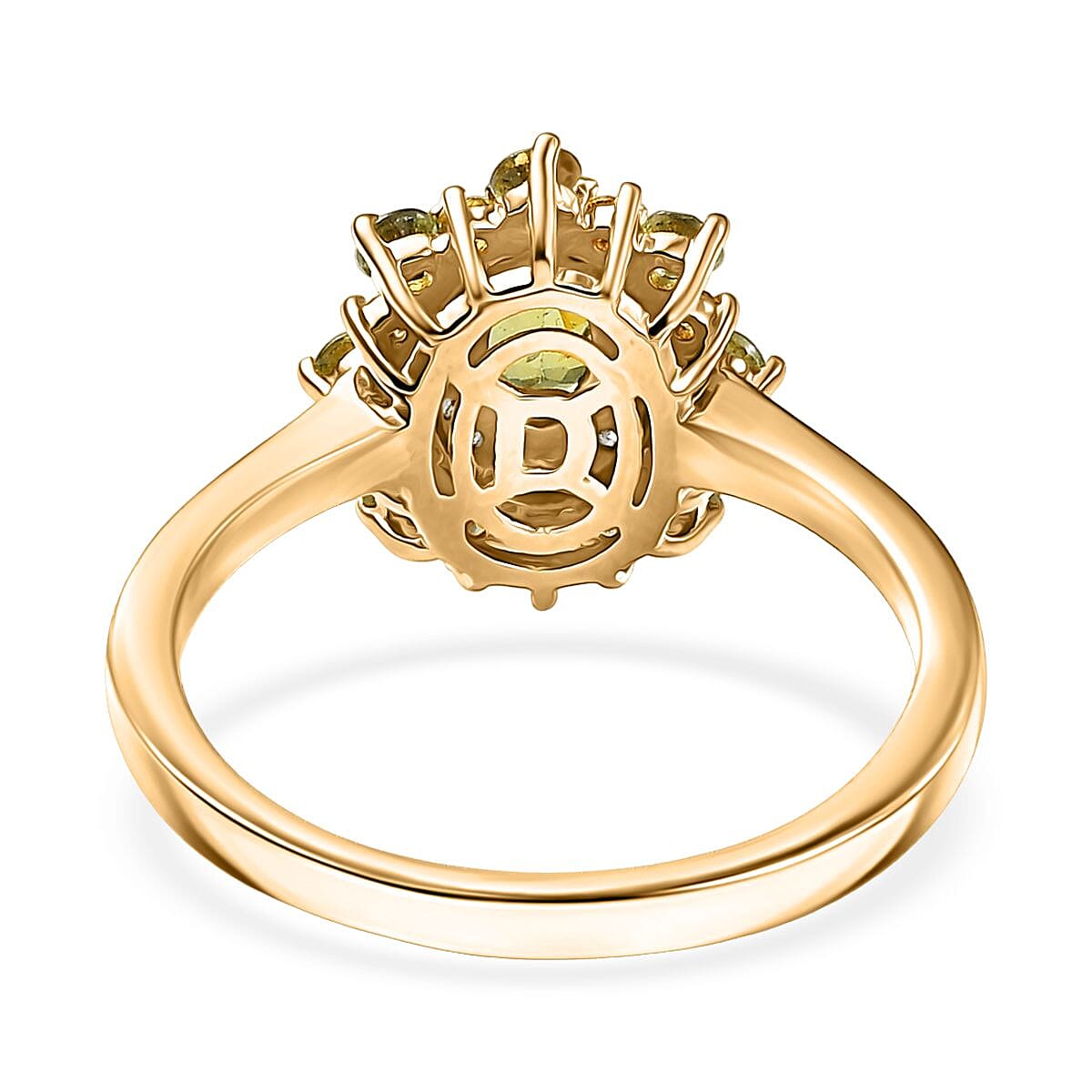 D'Joy Ambanja Demantoid Garnet and Multi Gemstone 1.25 ctw Sunleaf Bloom Ring in 18K Vermeil Yellow Gold Over Sterling Silver (Size 8.0) image number 4
