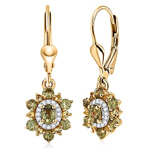 D'Joy Ambanja Demantoid Garnet and Multi Gemstone 1.50 ctw Sunleaf Bloom Lever Back Earrings in 18K Vermeil Yellow Gold Over Sterling Silver