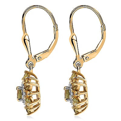 D'Joy Ambanja Demantoid Garnet and Multi Gemstone 1.50 ctw Sunleaf Bloom Lever Back Earrings in 18K Vermeil Yellow Gold Over Sterling Silver