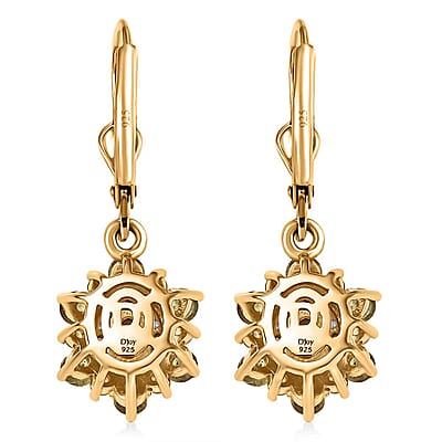 D'Joy Ambanja Demantoid Garnet and Multi Gemstone 1.50 ctw Sunleaf Bloom Lever Back Earrings in 18K Vermeil Yellow Gold Over Sterling Silver