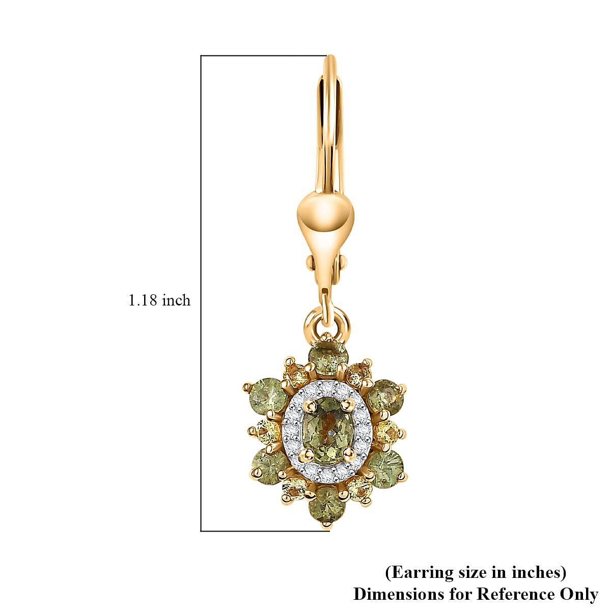 D'Joy Ambanja Demantoid Garnet and Multi Gemstone 1.50 ctw Sunleaf Bloom Lever Back Earrings in 18K Vermeil Yellow Gold Over Sterling Silver image number 6