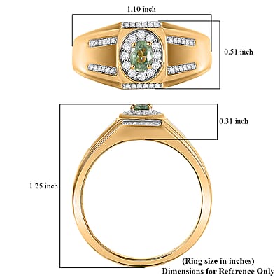D'Joy Ambanja Demantoid Garnet, Moissanite Mens Ring in 18K Vermeil YG Over Sterling Silver 1.00 ctw (Size 10.0)