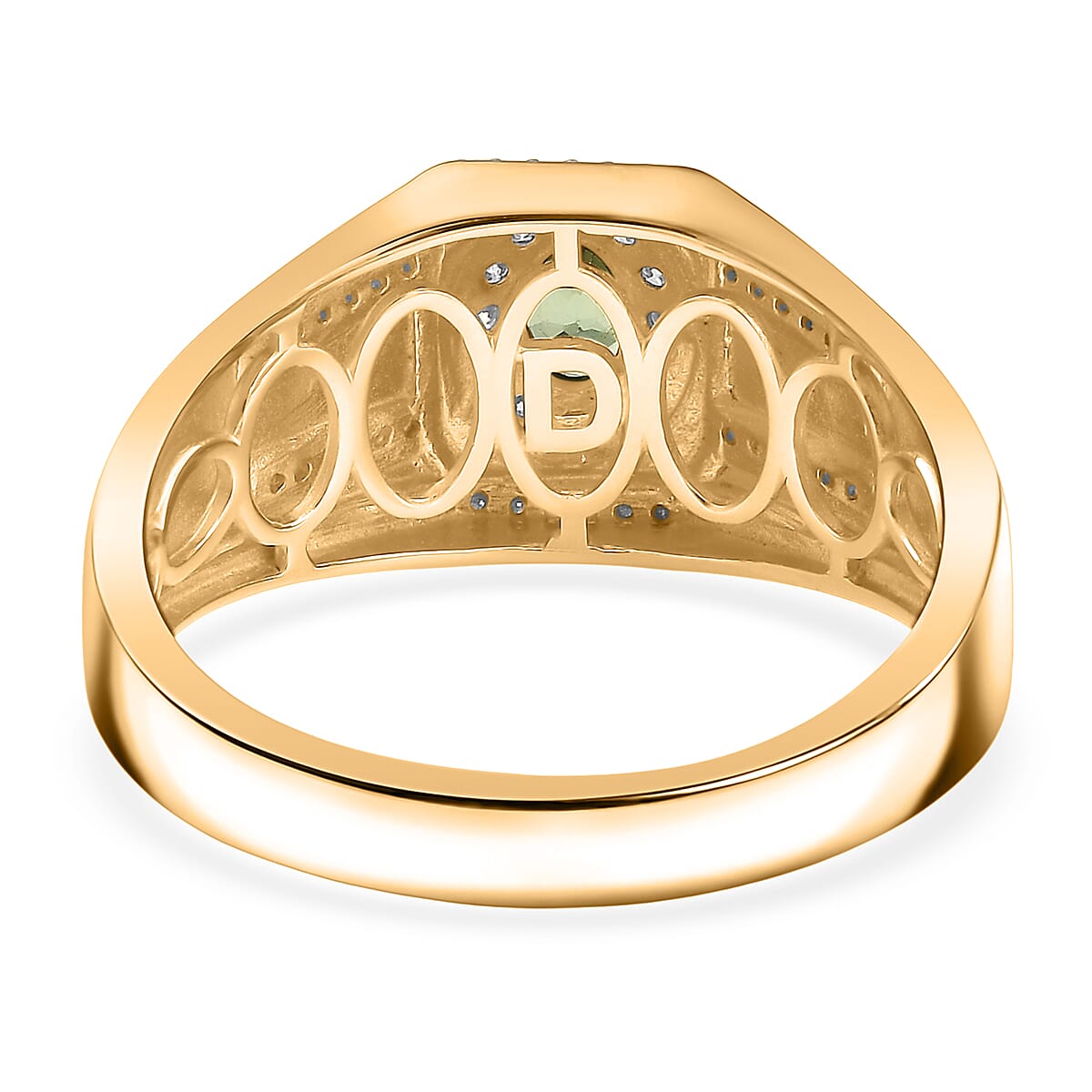 D'Joy Ambanja Demantoid Garnet and Moissanite 1.00 ctw Mens Ring in 18K Vermeil Yellow Gold Over Sterling Silver (Size 11.0) image number 4