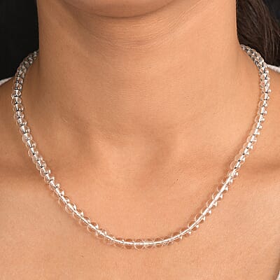 Crystal Beaded Necklace in Stainless Steel 18-20 Inches