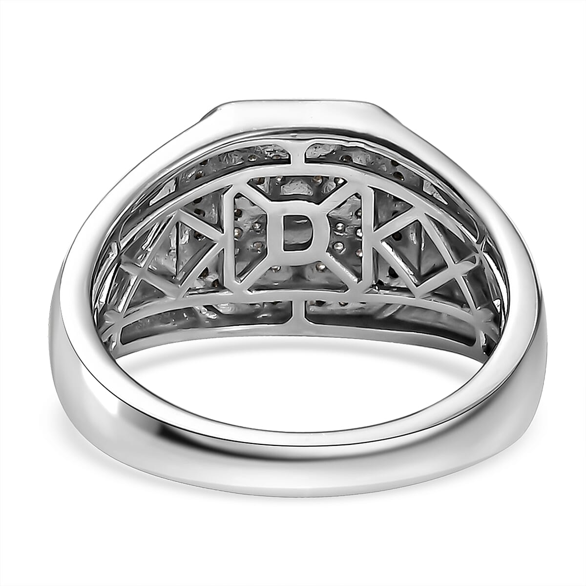 D&rsquo;Joy White and Black Diamond 0.33 ctw Starburst Men's Ring in Rhodium Over Sterling Silver (Size 13.0) image number 4