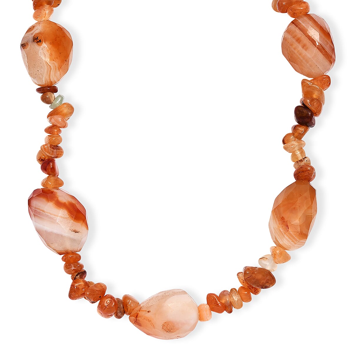Carnelian Tumble and Chips 380.00 ctw Necklace in 18K YG Plated 24 Inches image number 0