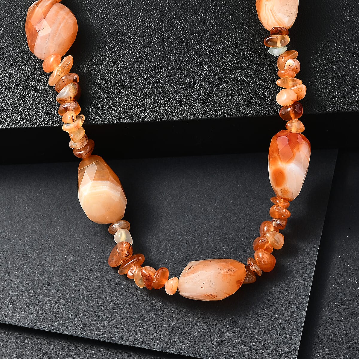 Carnelian Tumble and Chips 380.00 ctw Necklace in 18K YG Plated 24 Inches image number 1