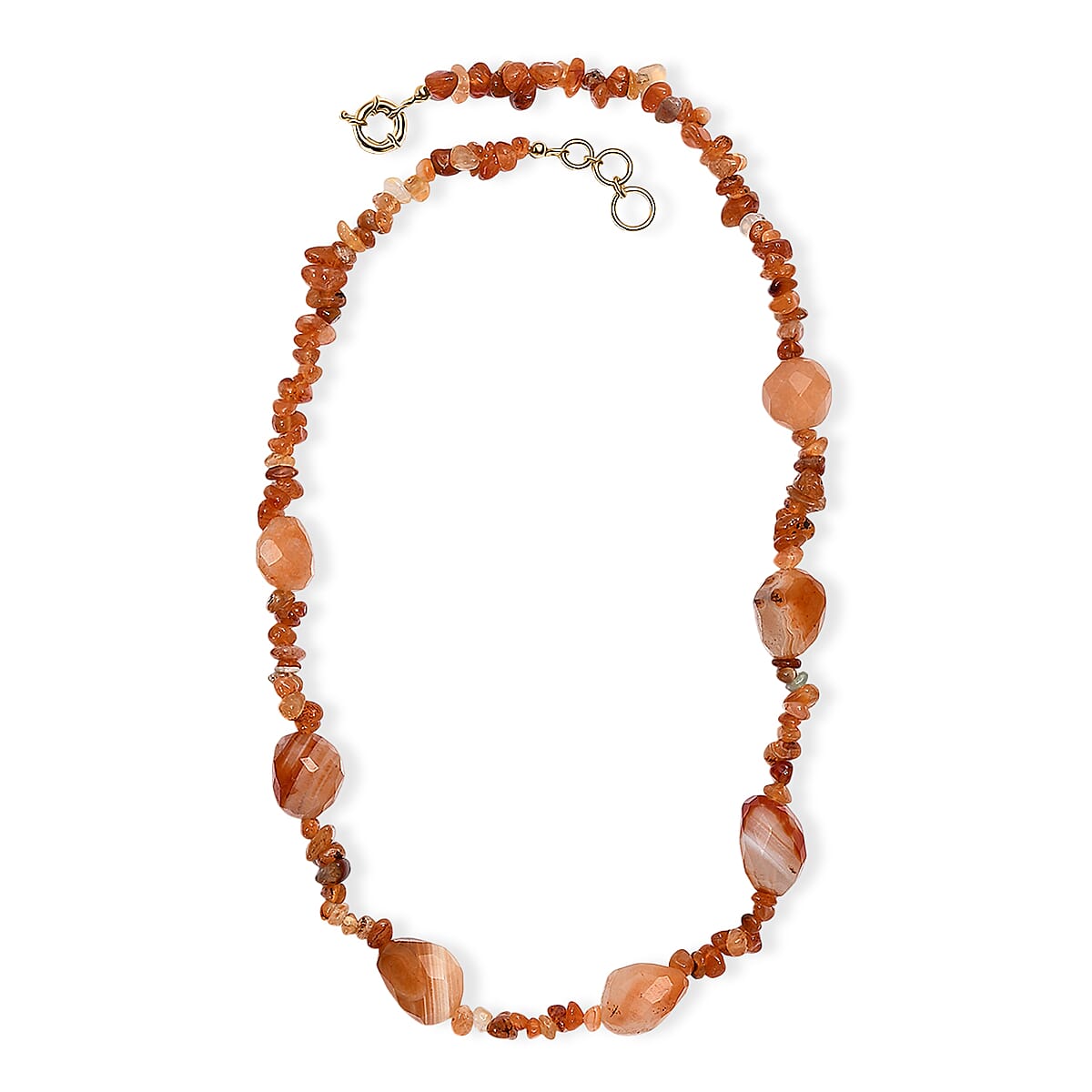 Carnelian Tumble and Chips 380.00 ctw Necklace in 18K YG Plated 24 Inches image number 3