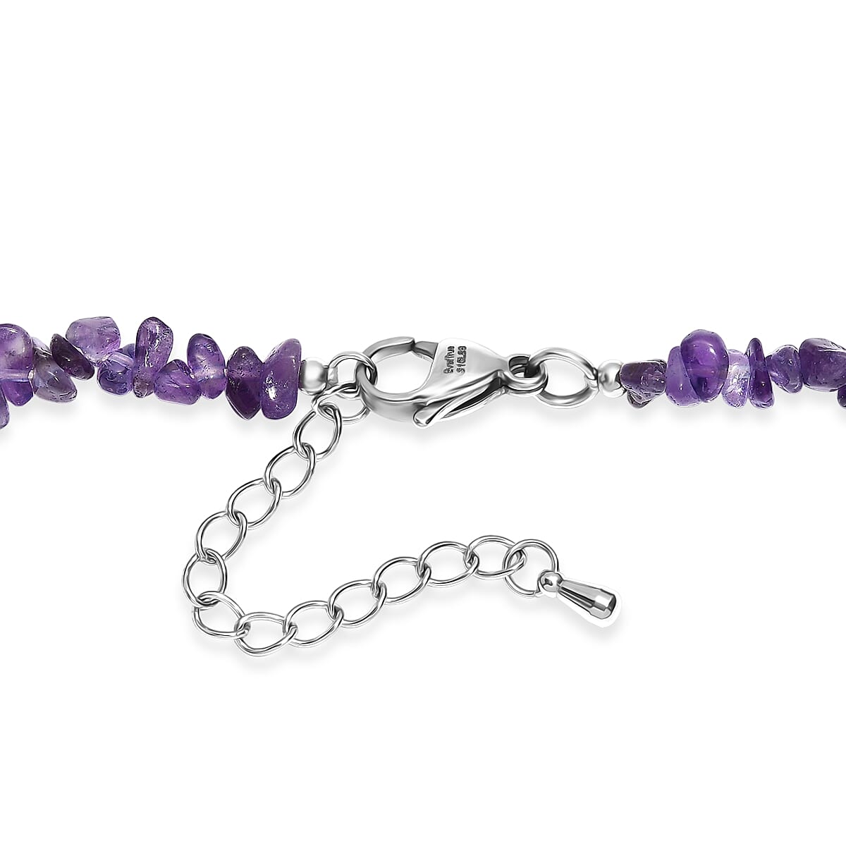African Amethyst 325.00 ctw Tumble and Chips Necklace in Stainless Steel 24 Inches image number 4