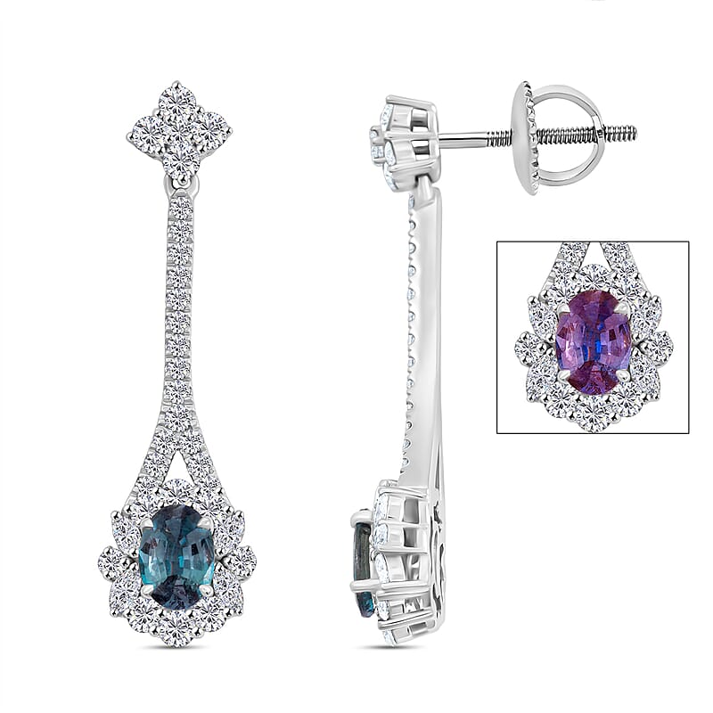 Chairman Collection Certified & Appraised Rhapsody 950 Platinum AAAA Alexandrite, Diamond (E-F, VS) Earrings (7.12 g) 5.50 ctw