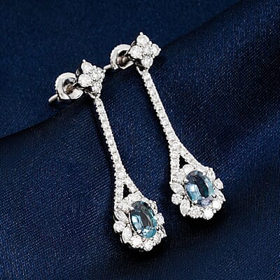 Chairman Collection Certified & Appraised Rhapsody 950 Platinum AAAA Alexandrite, Diamond (E-F, VS) Earrings (7.12 g) 5.50 ctw