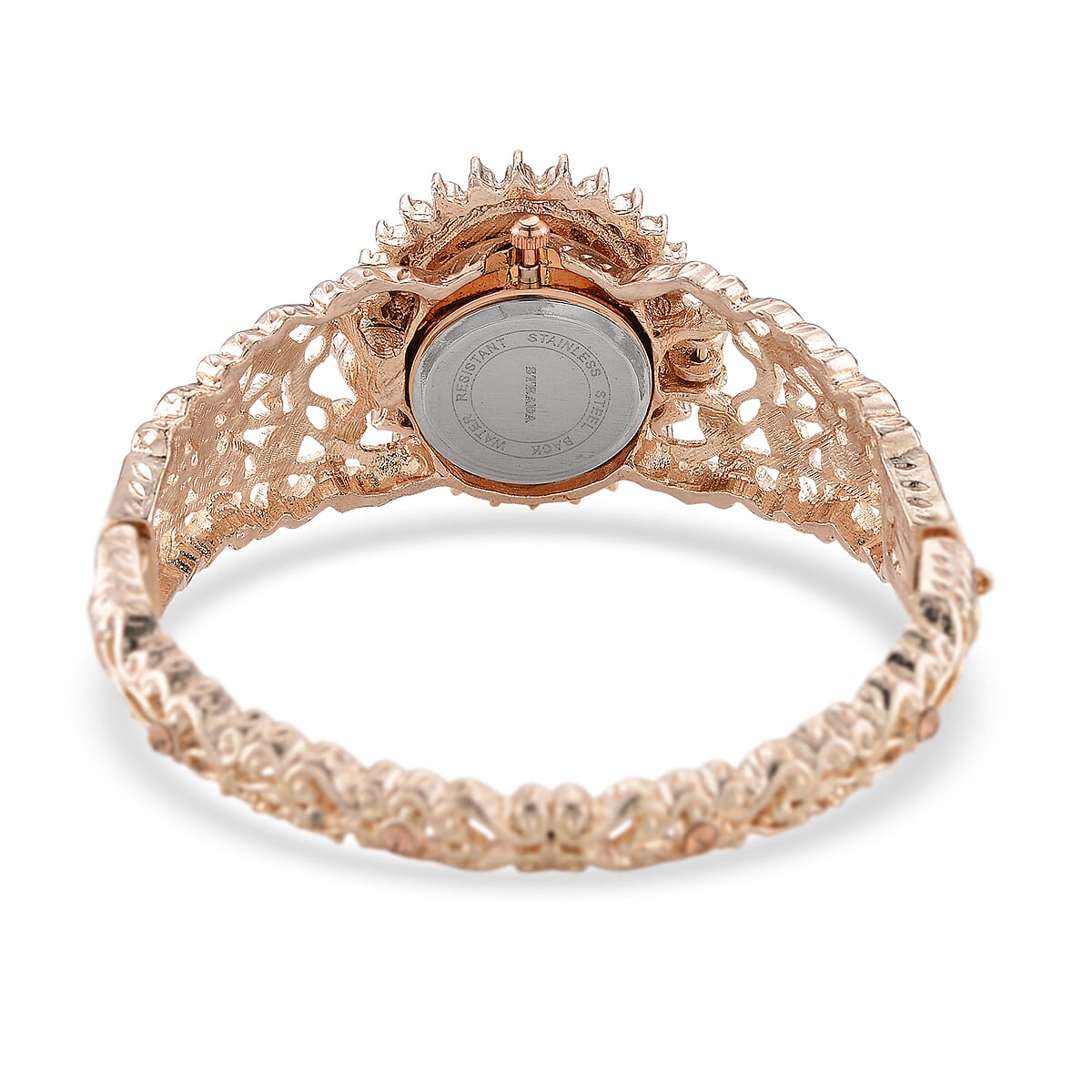 Strada Coffee Cameo and Multi Color Crystal Japanese Movement Bangle Watch in Goldtone 8.00 ctw image number 6